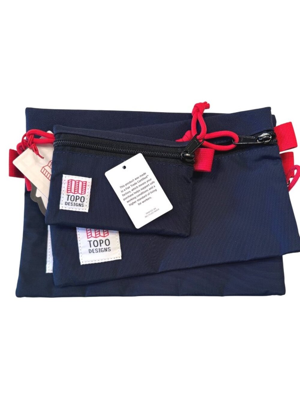 3- TOPO Design Accessory Bag Bundle Navy Micro Small Medium Zip Pouches NWT